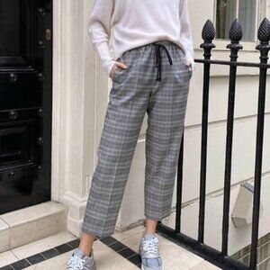 Aritzia Group Babaton Jimmy Grey Plaid Drawstring High Waisted Pants